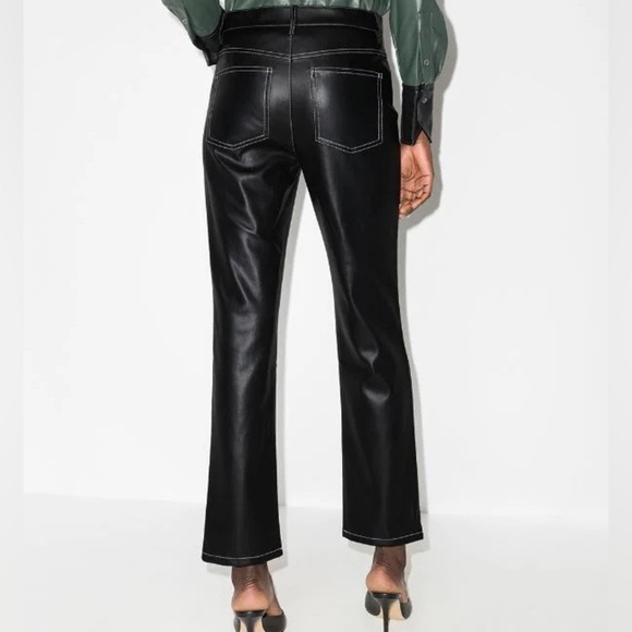 STAUD Elliot High Waist Faux Leather Trouser Straight Leg Black Color Size 8 - Picture 2 of 13